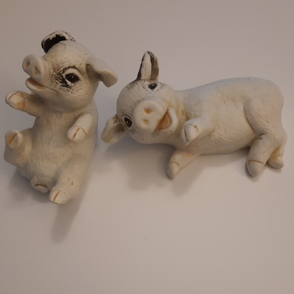 Adorable White Pig Figurines